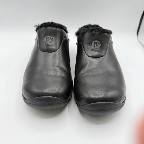Merrell Fur Lined Black Slip-on Clogs Moc Womens 8 Encore Ice Smooth - Picture 3 of 11